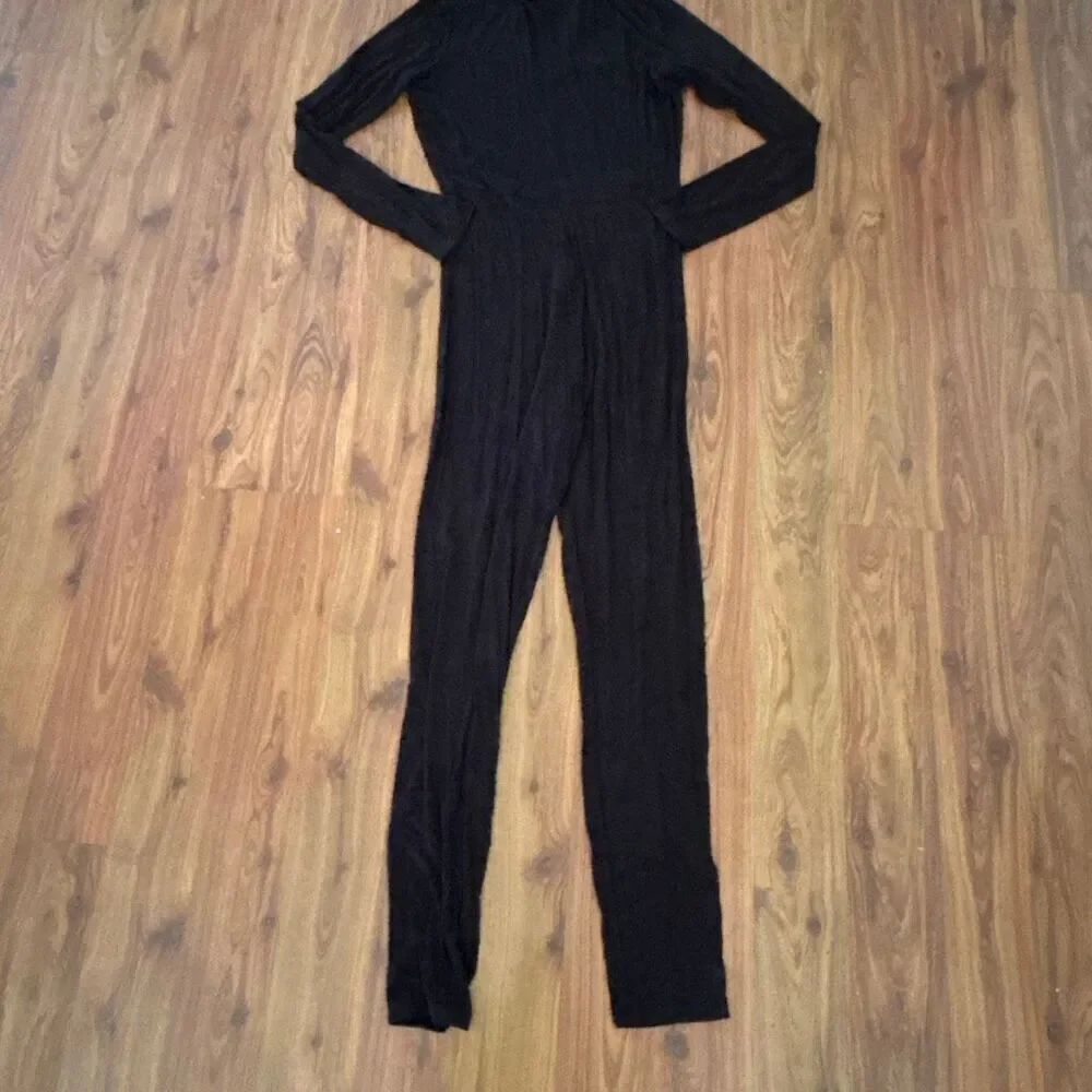 NWT pretty little thing black lightweight long sleeve jumpsuit turtleneck jumper